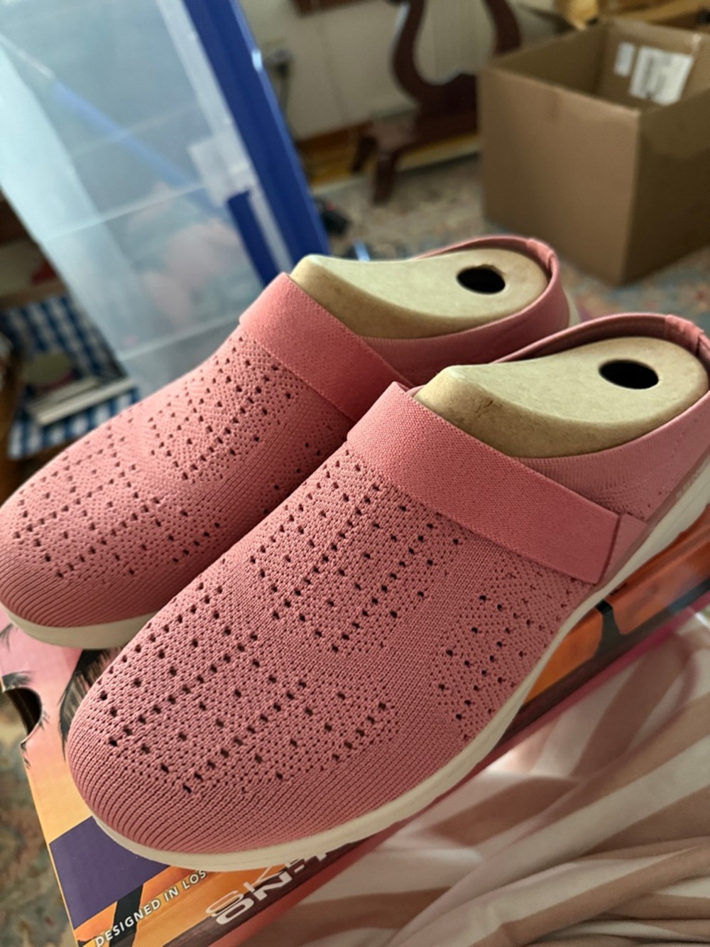Skechers Pink Knit Slip-On Clogs for Women